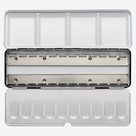 Jackson's : Empty Metal Watercolour Box : Holds 24 Half Pans or 12 Full Pans : With Fold-Out Palette