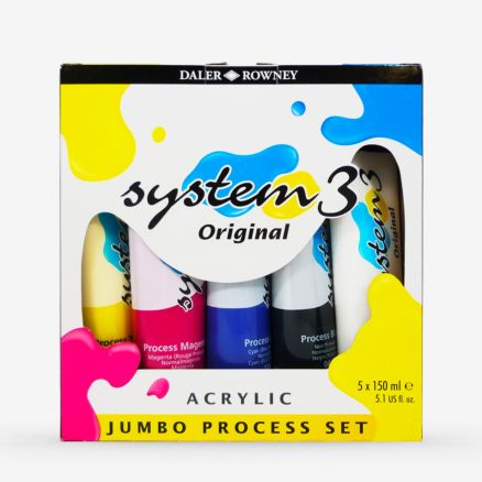 Daler Rowney : System 3 Acrylic Paint Jumbo Process Set : 5 x 150ml :