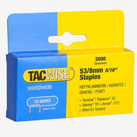 Tacwise : 53 Series Staples : 8mm : Box of 2000