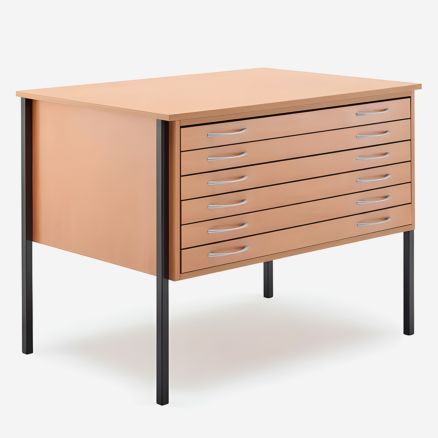 Vistaplan : Wooden Economy Planchest : 6 Drawer A1 : Beech : UK Only
