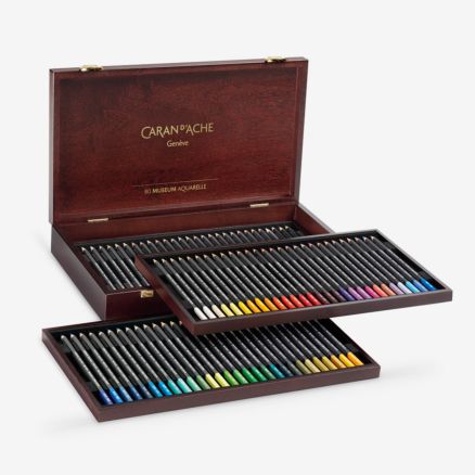 Caran d'Ache : Museum Aquarelle : Wooden Box Set of 76 Assorted Colours