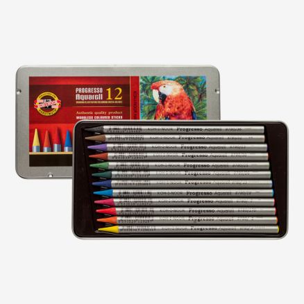 Koh-I-Noor : Progresso : Woodless Watercolour Pencils : Tin Set of 12