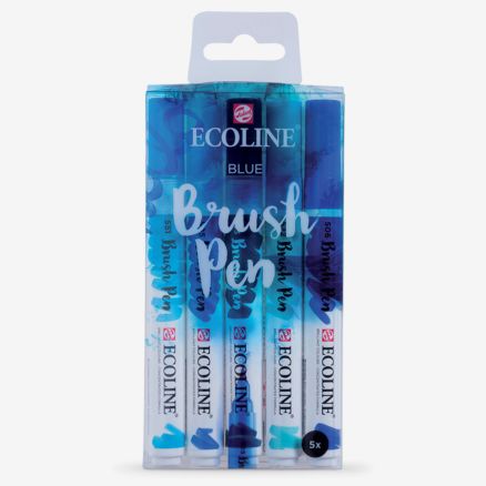 Royal Talens : Ecoline : Watercolour Brush Pen : Blue Set of 5