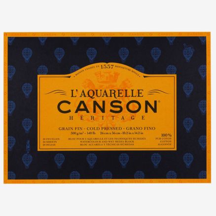 Canson : Heritage : Watercolour Paper Block : 300gsm : 26x36cm : 20 Sheets : Cold Pressed