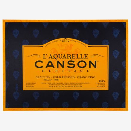 Canson : Heritage : Watercolour Paper Block : 300gsm : 31x41cm : 20 Sheets : Cold Pressed