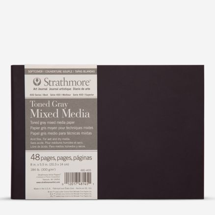 Strathmore : 400 Series : Softcover Toned Grey Mixed Media Sketchbook : 48 Pages : 8x5.5in