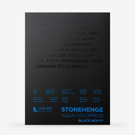 Stonehenge : Aqua Black Heavy Watercolour Paper Pad : 300lb (600gsm) : 9x12in : Cold Pressed : Not